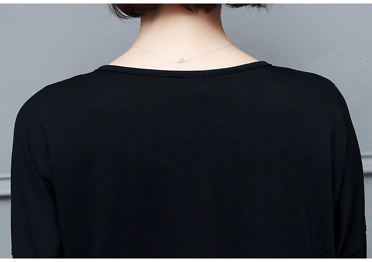 Nkandby рукав "летучая мышь" Большие размеры футболка весна Для женщин Свободные Китайский Стиль L-5XL большие черные топы с футболки