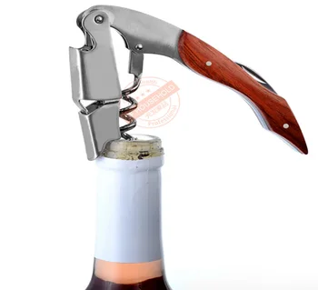 

Professional Wood Handle Folding Wine Bottle Opener Waiters Corkscrew with Foil Cutter for Sommeliers and Bartenders Servers.