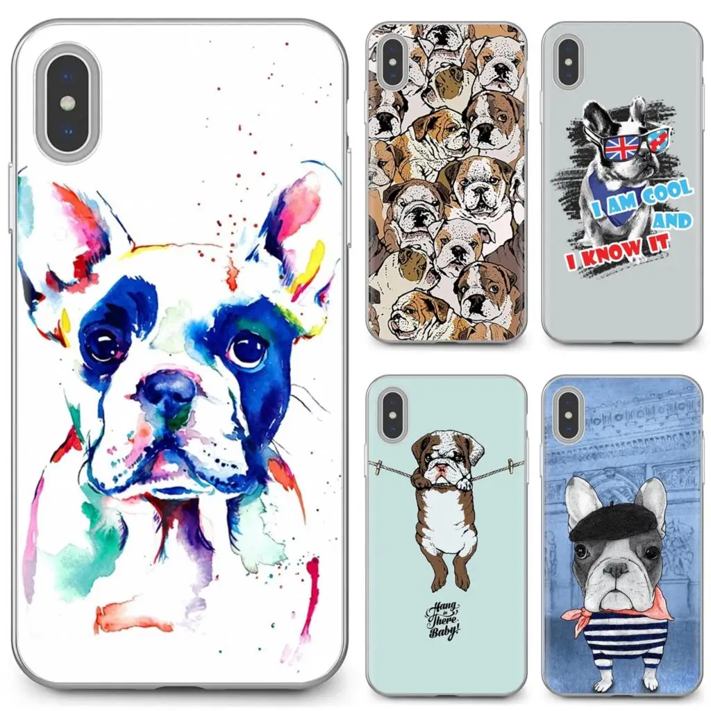 Silicone Phone Covers For Samsung Galaxy A3 A5 A7 A9 A8 Star Lite A6 Plus 2018 2015 2016 2017 French English Bulldog with flower | Мобильные