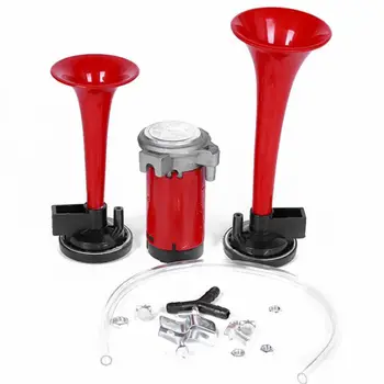 

178DB Super-Loud Red 12V Air Horn Dual Trumpet Compressor Car Truck Train Boat Car Accessories