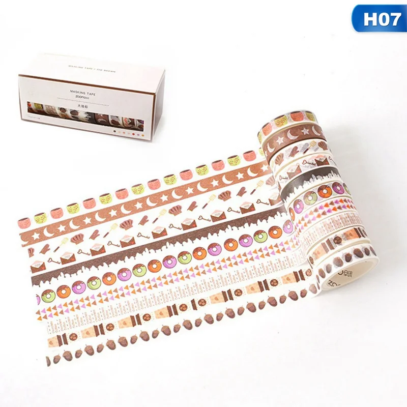 10Pcs/Set Cute Journal Washi Tape Set Kawaii Masking Tapes For Kids DIY Decorative Diary Scrapbooking Photo Ablums