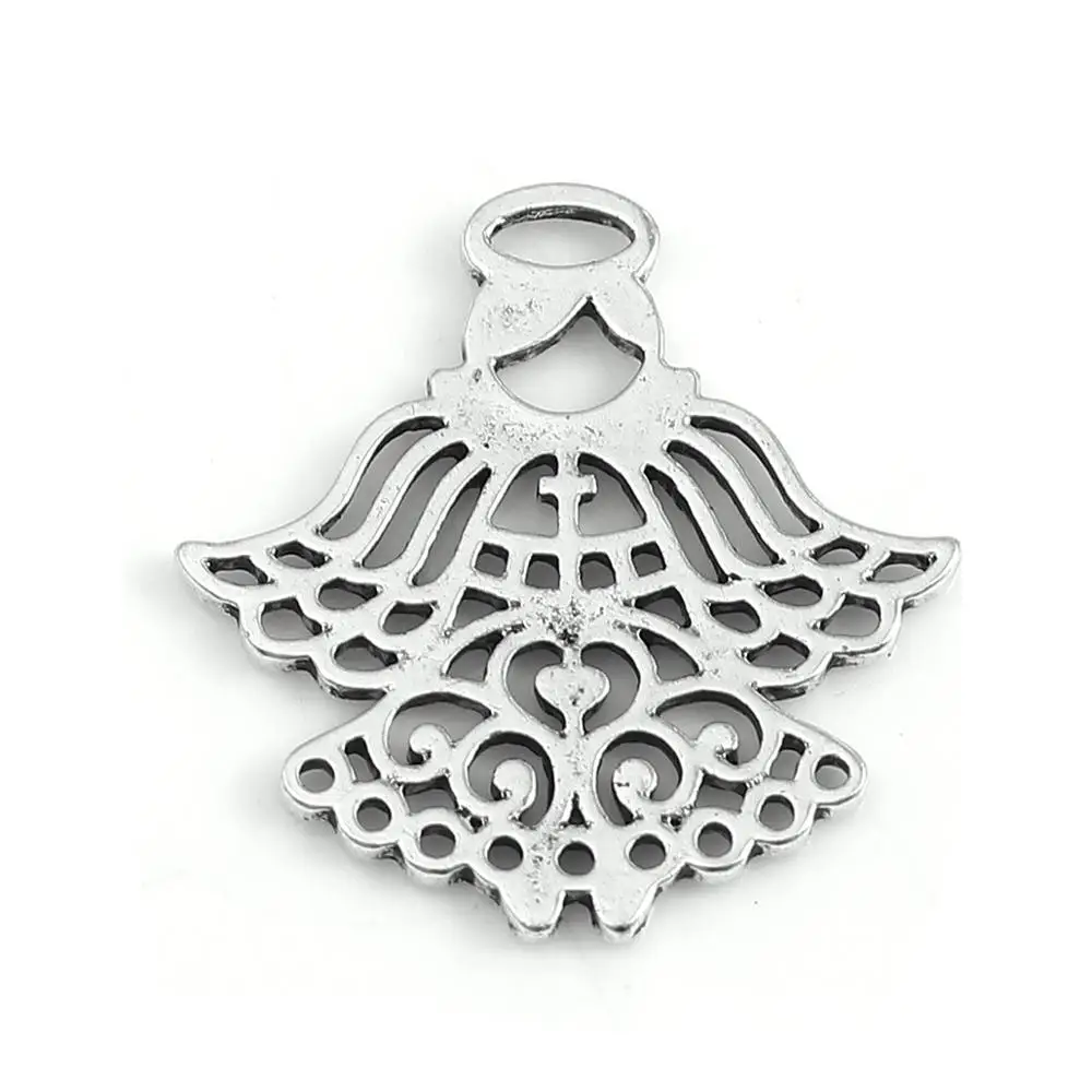 DoreenBeads Fashion Zinc Based Alloy Charms Angel Silver Color Flower Jewelry DIY Accessories Findings 20 PCs | Украшения и