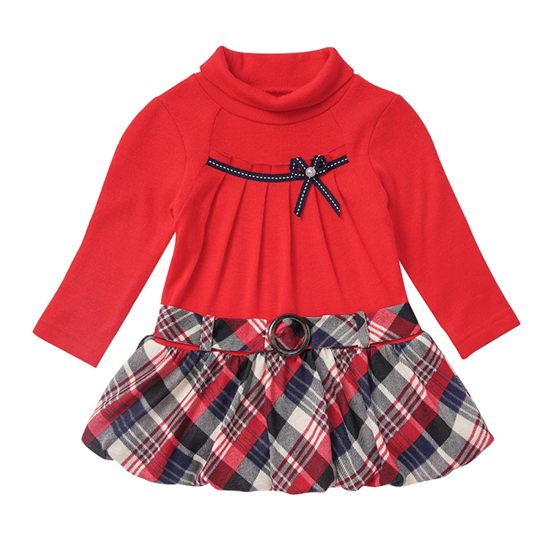 Осеннее платье для маленьких девочек; повседневные Детские платья принцессы в клетку с длинными рукавами в стиле пэчворк