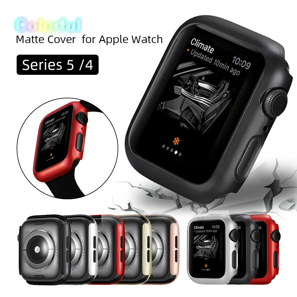 Цветной матовый чехол для Apple Watch Series 5 4 38 44 40 мм защитный с рамкой бампер IWatch 42