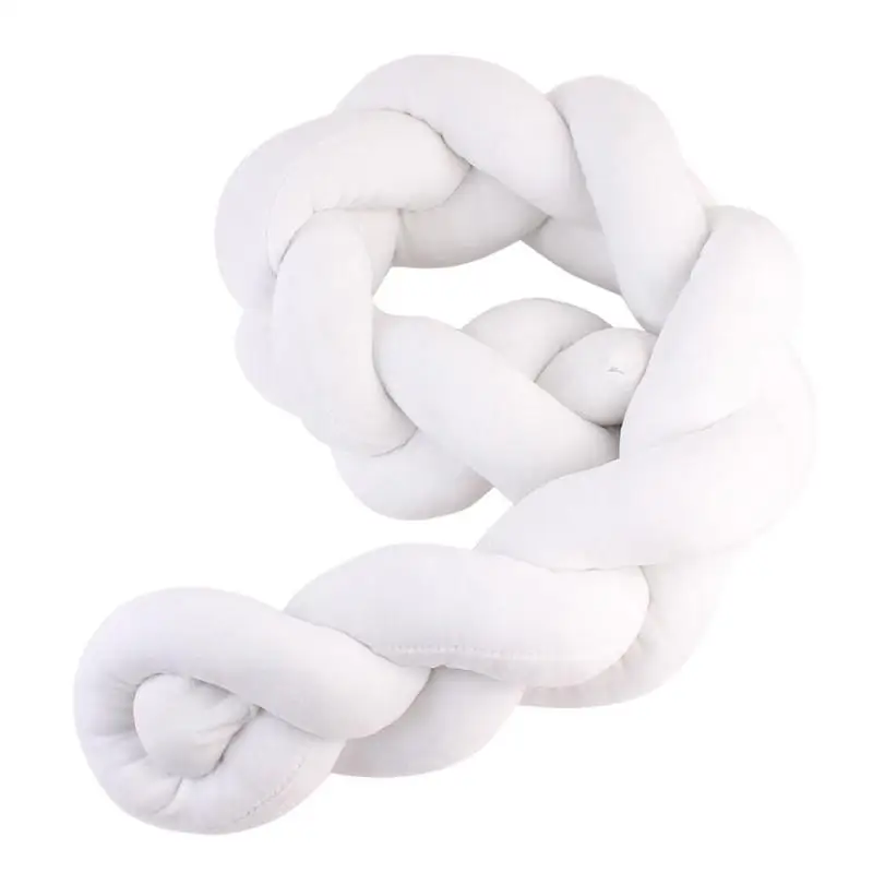 100/200CM Newborn Baby Bed Bumper Pure Color Weaving Knot for Infant Room Decor Crib Protector Pacification Toy Photography Pros