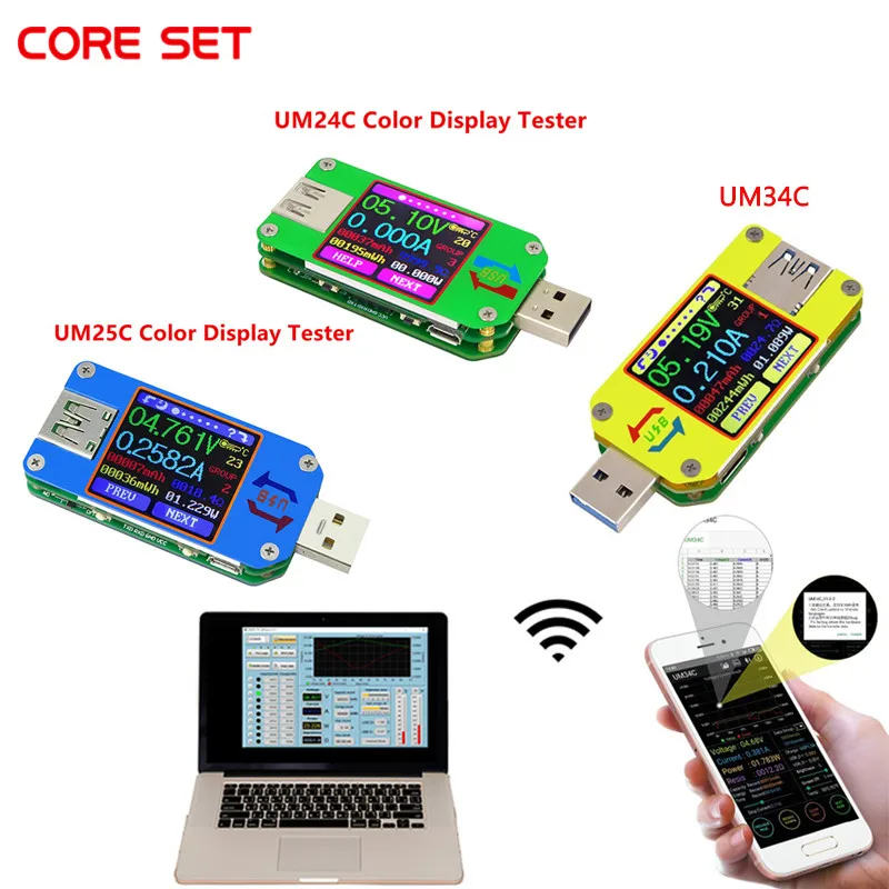 UM24 UM24C UM25 UM25C UM34 UM34C Color LCD Voltage Current Power Capacity Tester 