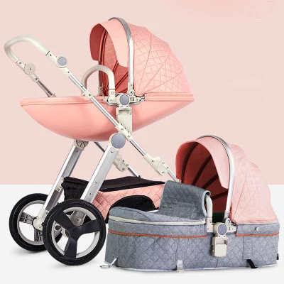 Pink 2in1детская коляска для новорожденных, подходит для сна, Parabebe, складывается, роскошная коляска, алюминиевый сплав, золото, четыре колеса, горный багги, UPS - Цвет: Pink