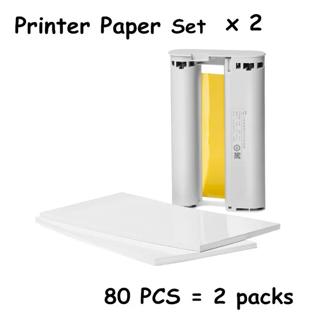 Paper set x2 Крепление для спортивной камеры Xiao mi jia mi фотопринтер 6-дюймовый высокой четкости Автопленка; многоразмерные х ID фото умный принтер Беспроводной принтер печатающий фотографии с телефона - Цвет: Paper set x2