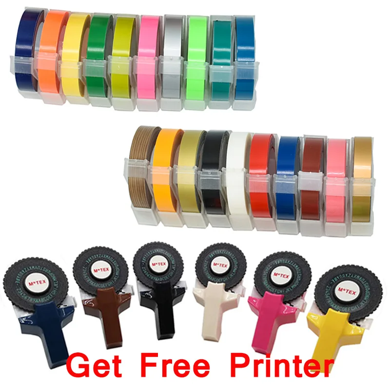 

20Rolls/Lot 9mm*3m 3D Embossing Label Tape Compatible Dymo 1610 Motex E-101 Manual Label Maker Diy Hand Decorate Label Free Gift