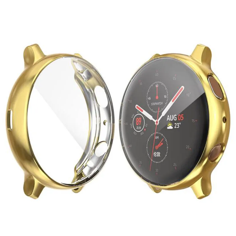 Gold Силиконовый мягкий защитный чехол на весь экран для samsung galaxy watch active 2 40 мм 44 мм Защитная крышка - Цвет: Gold