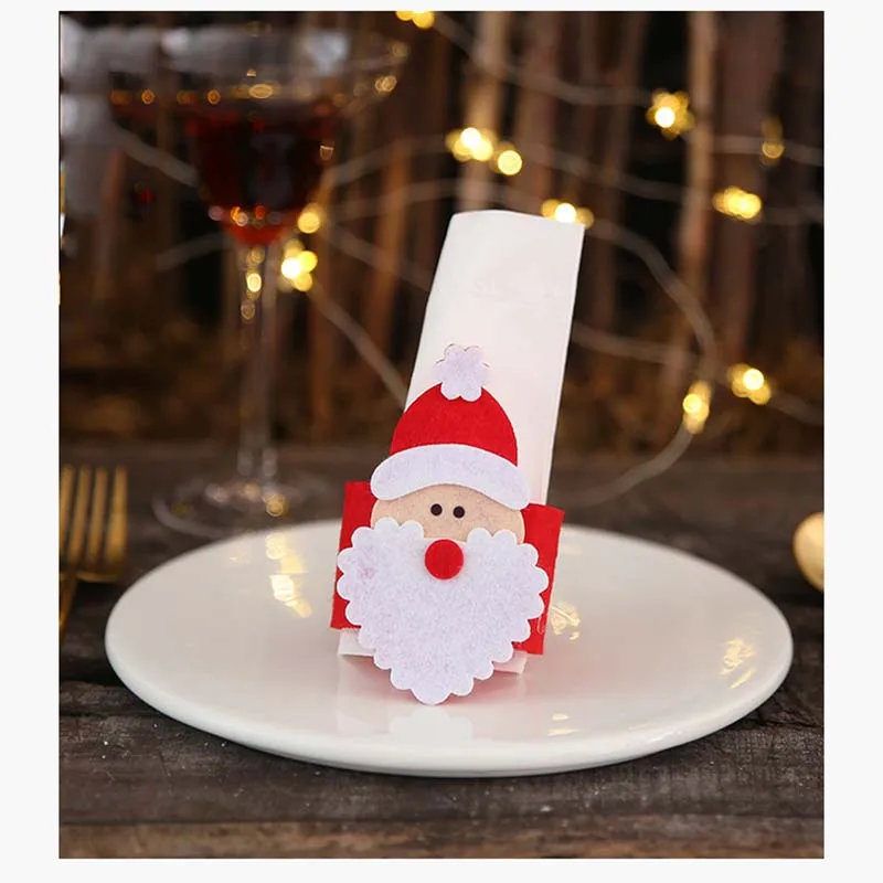 Новогоднее кольцо для салфеток Санта Клауса Рождественский держатель полотенец