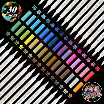 

30 Colors Metallic Marker Pens for Scrapbooking Crafts,DIY Photo Album, Art Rock Painting,Metal, Glass, Ceramics