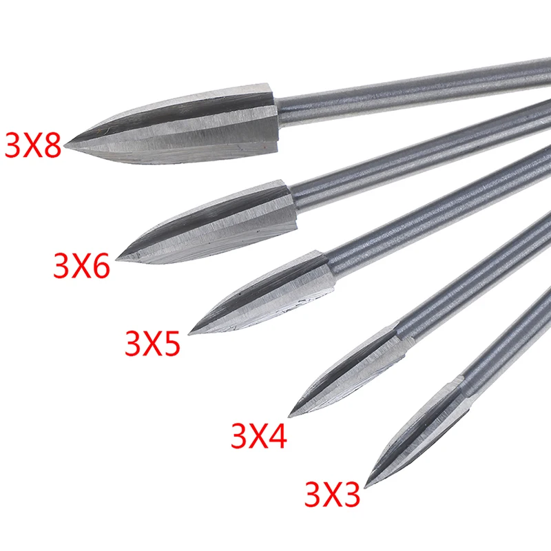 1PCS 3mm Shank 3-8mm Milling Cutters White Steel Sharp Three Blades Wood Carving Knives Edges Woodworking Tools