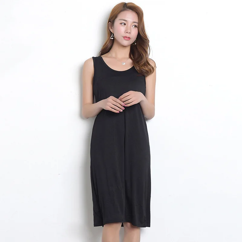 

Sling Skirt Women's Nightgown 2021 Summer Vest Skirt 40s Modal Black Dress Nightdress Homewear Sleep Tops Sexy Nightwear