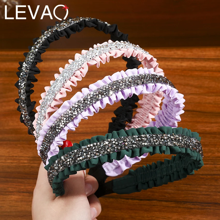Levao корейский стиль Хрустальная ткань лента для волос плиссированная Кружевная