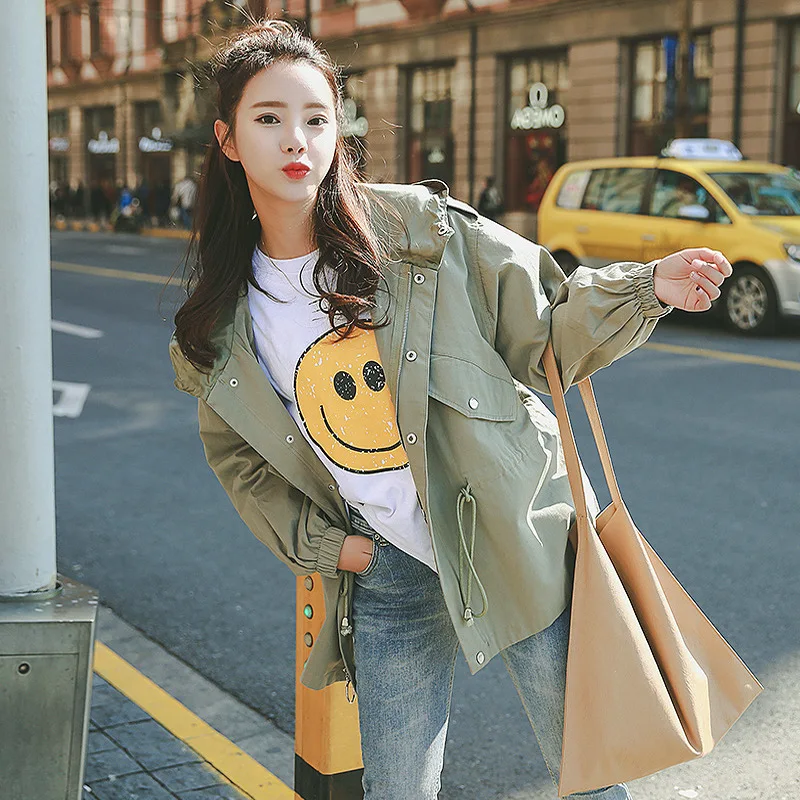

Workwear Coat Women's Ulzzang Spring And Autumn Korean-style 2018 New Style Hong Kong Style Retro Loose-Fit Short BF Trench Coat
