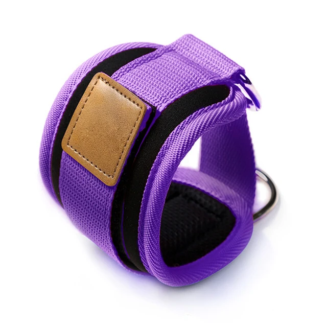 Fitness Ankle Straps Adjustable D-Ring Foot Support Cuffs Gym Leg Strength Workouts Pulley With Buckle Sports Feet Guard Purple
