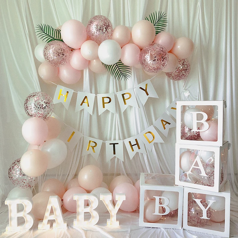 A-Z Baby Shower Decor Gift Boxes Transparent Balloons Packing DIY Letter  Cube
