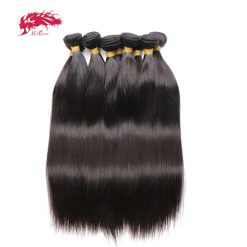 Ali Queen Hair 10 шт./лот индийские прямые натуральные волосы пучки 100% человеческие уток