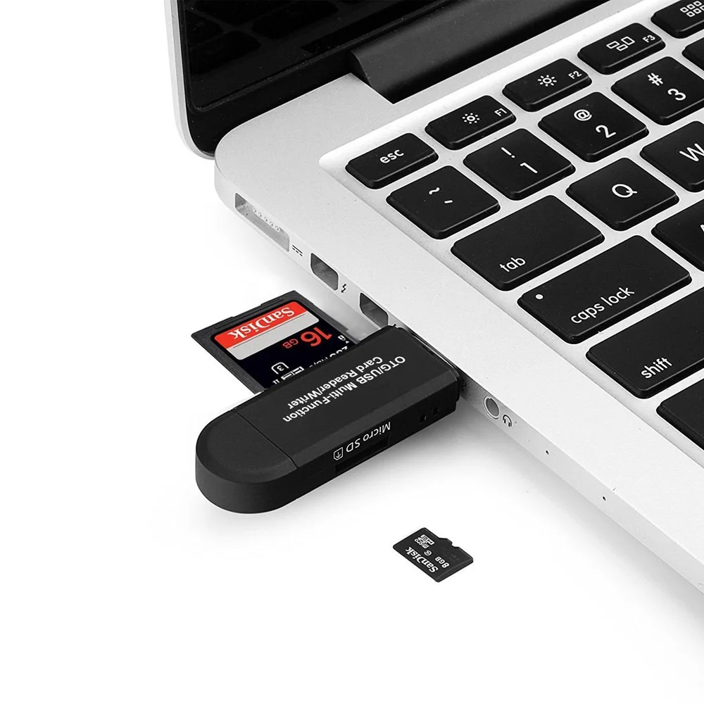 Topke Lector de Memorias Mini USB 2.0 OTG Micro SD//SDXC TF Lector de Tarjetas Adaptador de PC port/átiles Accesorios para el Ordenador