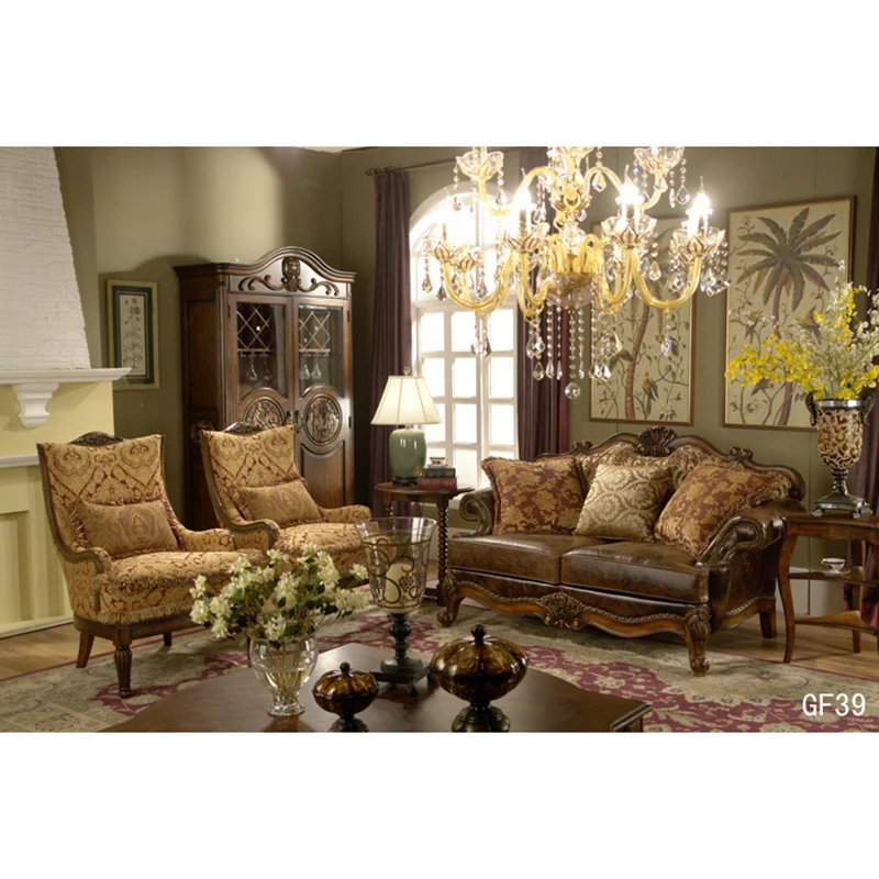 Кожаный диван в американском стиле, включая диван, кресло без подлокотников, GF39 - Цвет: as picture