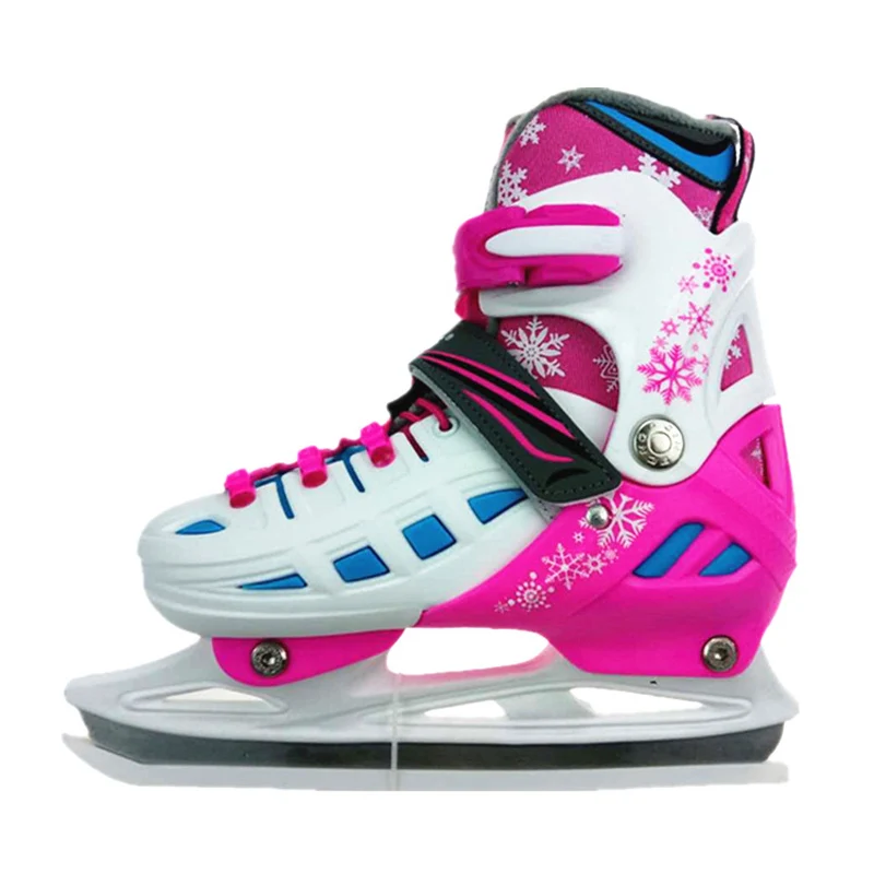 1 пара, зимние, для взрослых, детей, гоночные, скоростные, для катания на коньках, с лезвием, обувь, регулируемая, термальная, регулируемая, для катания на коньках, патины, 2 цвета - Цвет: hockey  pink M 34-37
