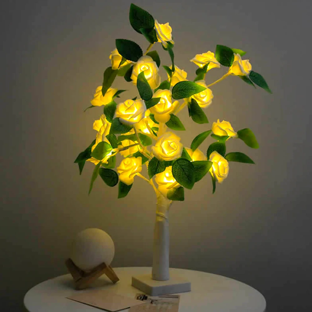 Girl Room Rose Tree Led Decoration Night Lamp Table Lamp Desk Glow Tree Decoration Christmas Wedding Valentine's Day Warm Gift nite light