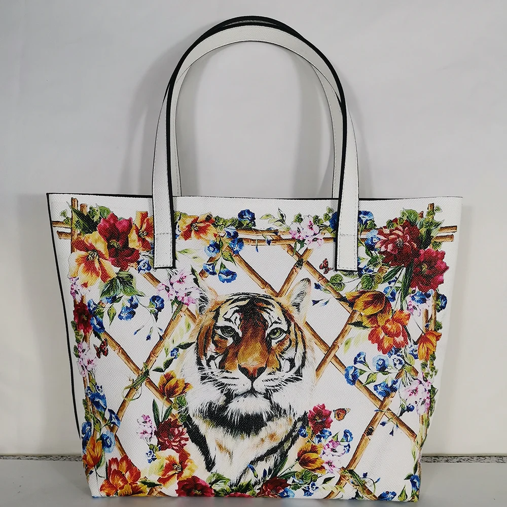 

Customized Solid Color Shoulder Bag Animal Pattern Print Tote Bag Casual Tote Bag Shopping Bag Suitable for Young Girl Tiger