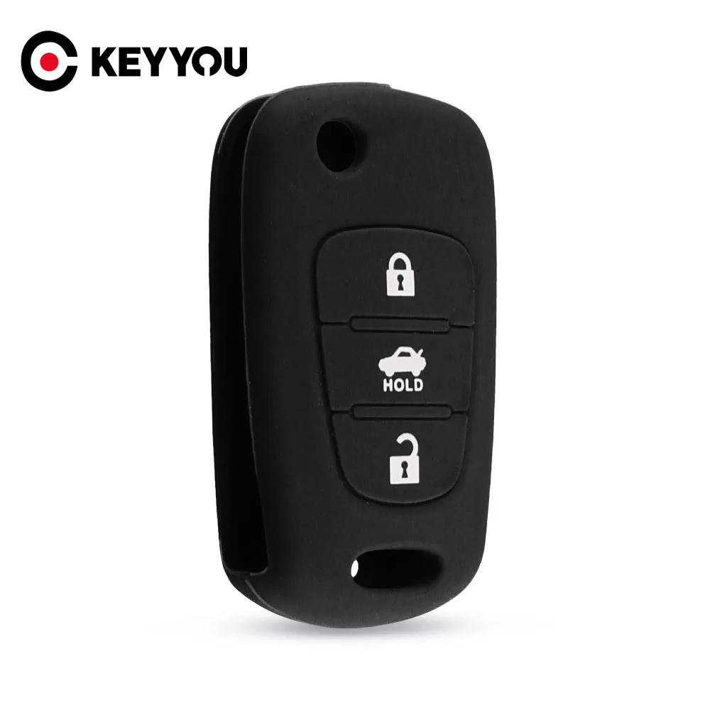 KEYYOU Folding Flip Remote Silicone Car Key Cover Case For Hyundai i20