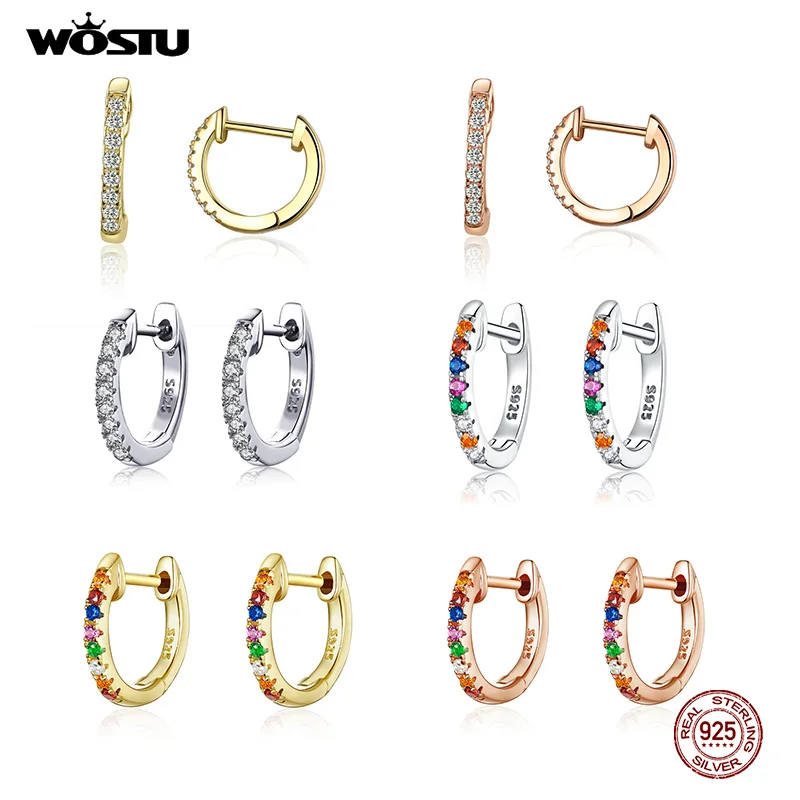 Hoop-Earrings Jewelry Circle 925-Sterling-Silver Wedding Small Colorful WOSTU Fashion