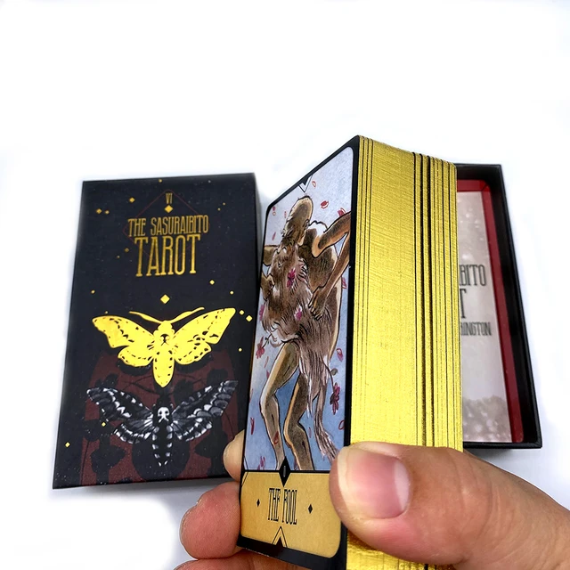 The Sasuraibito Tarot 78 Card Deck and 63-page guidebook Original Divination Gilt edge beautiful sturdy lidded box featuring 3