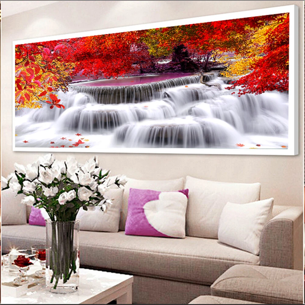 HUACAN Алмазная вышивка пейзаж полная площадь Алмазный картина водопад алмазная искусство стены
