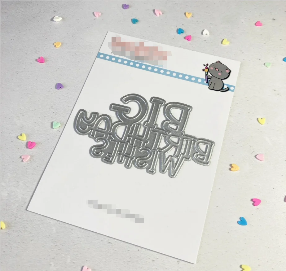 Fustelle Per Il Taglio Dei Metalli Big Birthday Wish Cut Scrapbook Paper Craft Knife Mold Blade Punch