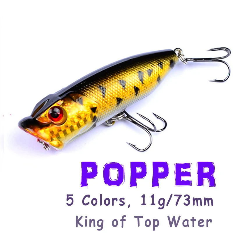 Quente 7.3cm/11g clássico luya isca popper água superior artificial boinc isca de pesca iscas acessórios de pesca atum nadar