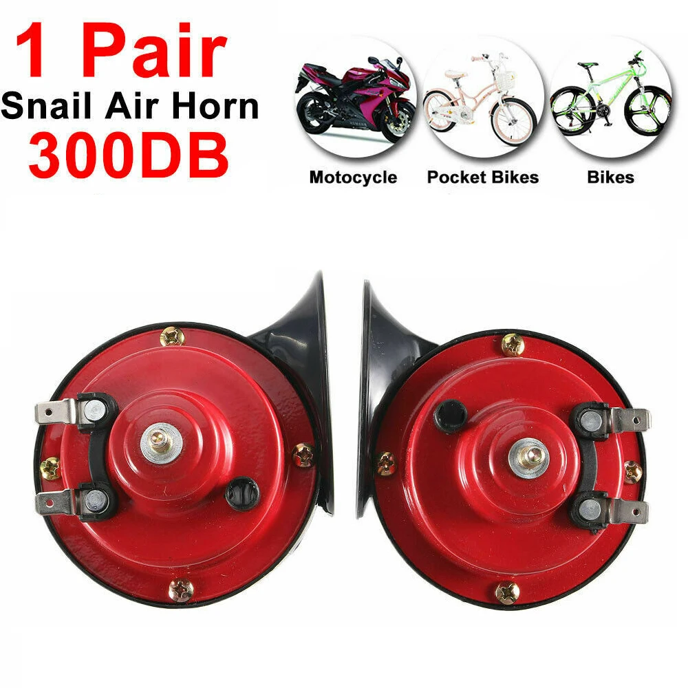 Loud Air Electric Snail Double Horn Raging Sound For Trucks for Motorcycles ATVs Go-karts 1 Pair 12V 300DB Super Train Horn Electric Snail Horn 