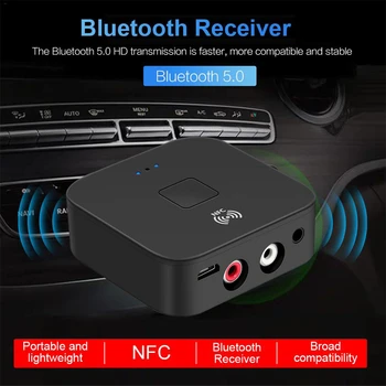 

Wireless Bluetooth 5.0 4.2 Audio Receiver aptX LL RCA NFC 3.5mm Jack Aux Audio Adapter For Car computer wire speaker Home Stereo