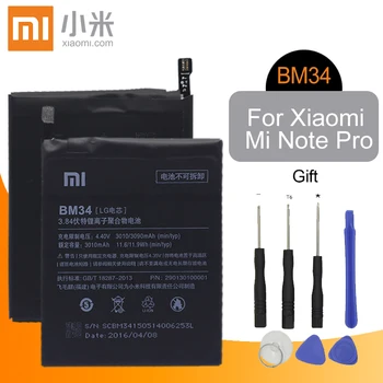 

Xiao Mi BM34 Phone Battery For Xiaomi Mi Note Pro 4GB RAM 3010mAh High Capacity Replacement Battery Free Tools Retail Package