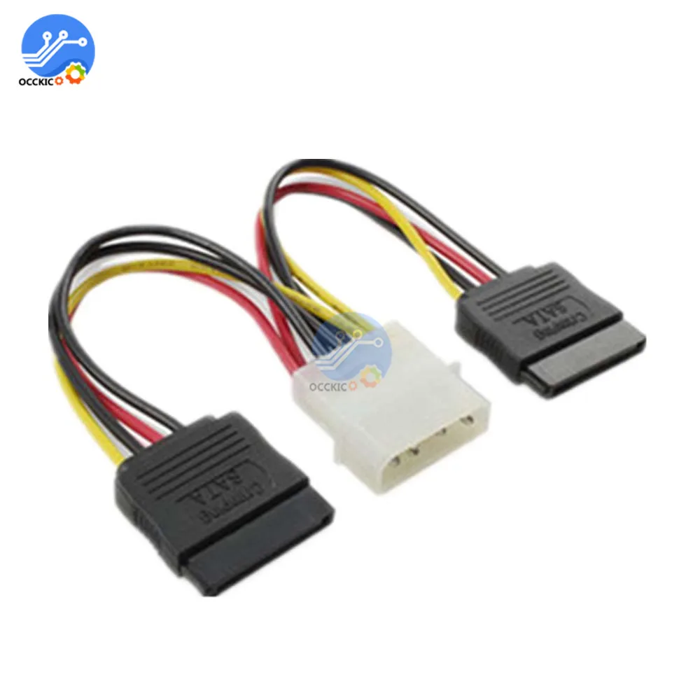 IDE Штекерный SATA гнездовой адаптер Кабельный соединитель 4 Pin Molex к 2 Serial ATA кабель