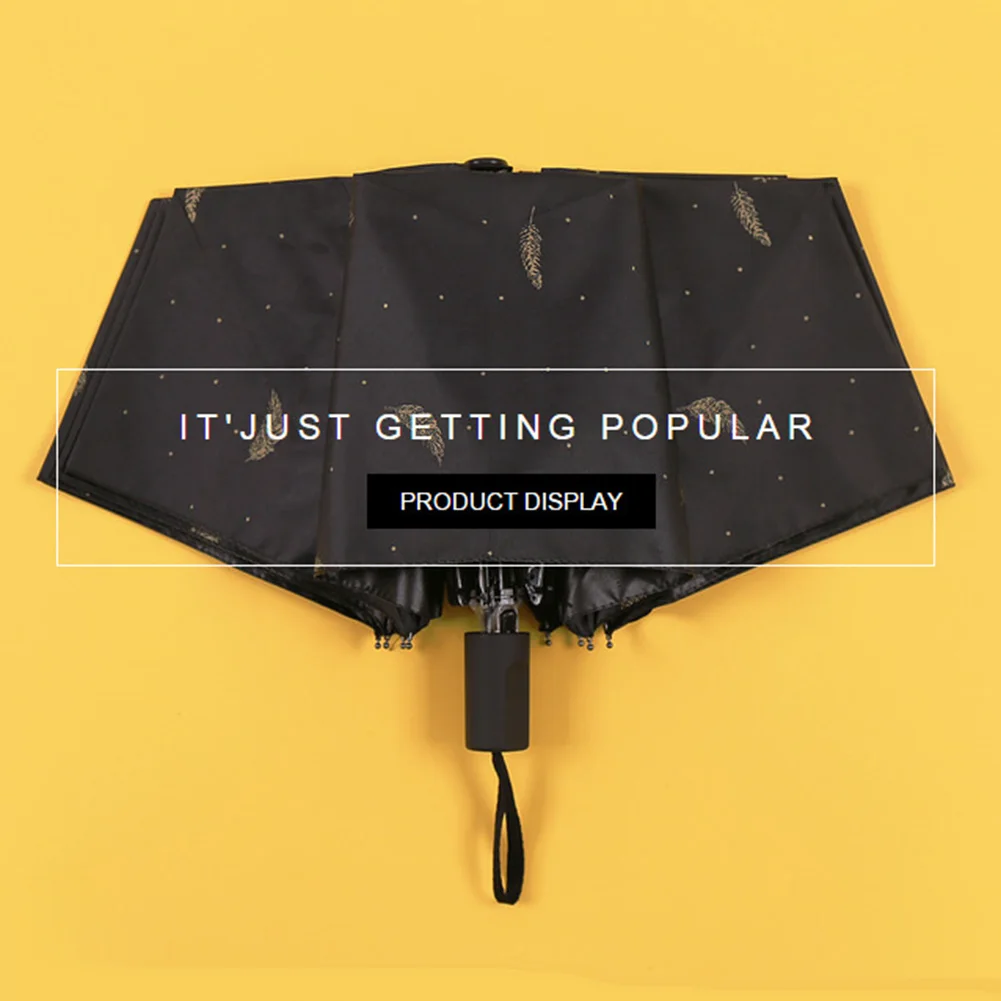 Durable Portable Reinforced Feather Stamping Rain-Proof Windproof Frame 3 Folds Sunshade Umbrella