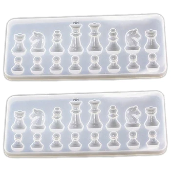 

Resin Casting Molds Set 2Pcs 3D Chess Clear Silicone Mold For Making Polymer Clay, Crafting, Resin Epoxy