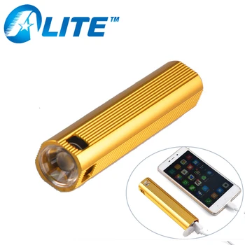 [무료 배송] 다기능 강력한 q5 led 내장 배터리 usb 포트 전원 은행 플래시 라이트 램프 토치 powerbank