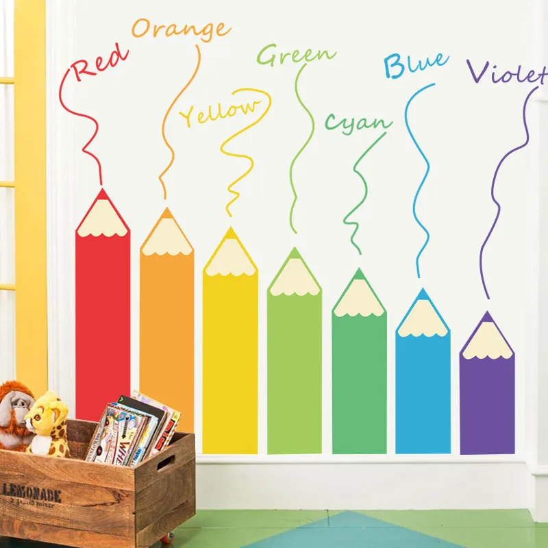1PC New Cartoon Colorful Pencil Wall Sticker For Kids Room Living Room DIY Kindergarten Play Room Mural Home Decor 40*60cm NEW 1PC New Cartoon Colorful Pencil Wall Sticker For Kids Room Living Room DIY Kindergarten Play Room Mural Home Decor 40*60cm NEW
