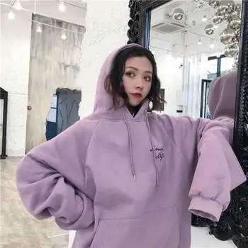 

Fall Winter Women Solid Batwing Sleeve Leisure Hoodies Loose Letter Printed Sweatshirt Casual Hooded Oversize Sweatshirt