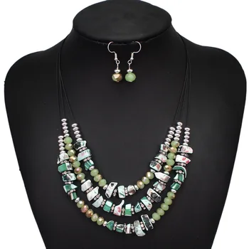 

Nigeria Beads Necklace Jewelry Set Bohemia African Ladies Jewelry Set Necklace Earrings Irregular Bead Necklace Fashion Jewelry