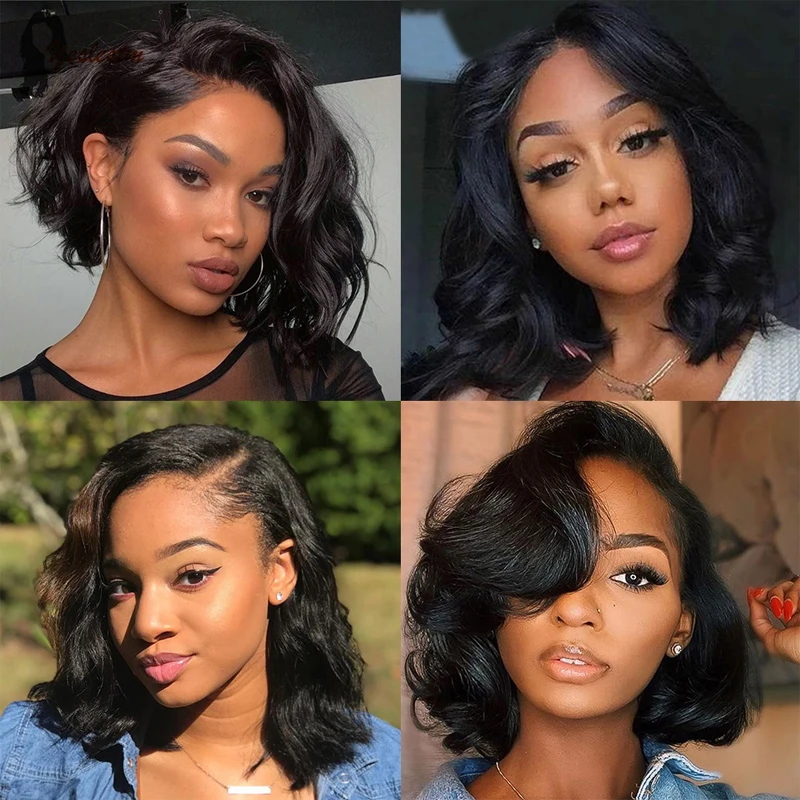 Onda do Corpo Média do Laço Perucas de Cabelo Humano para as Mulheres Peruca de Renda em Linha Fechamento do Laço Yeslestm Peruca Brasileira Parte 4x4x1 t Reta Bob 6 Per. tela parc.