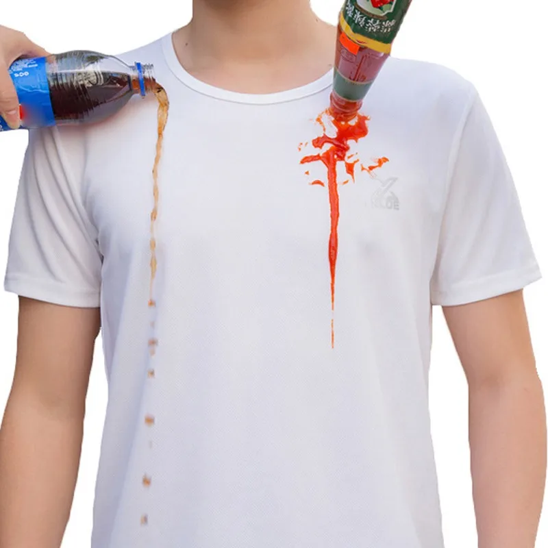 Anti-Dirty Waterproof Men running T-Shirt Stainproof Breathable Shirt Antifouling Quick Dry Top Short Sleeve T-Shirt Anti-Dirty Waterproof Men running T-Shirt Stainproof Breathable Shirt Antifouling Quick Dry Top Short Sleeve T-Shirt
