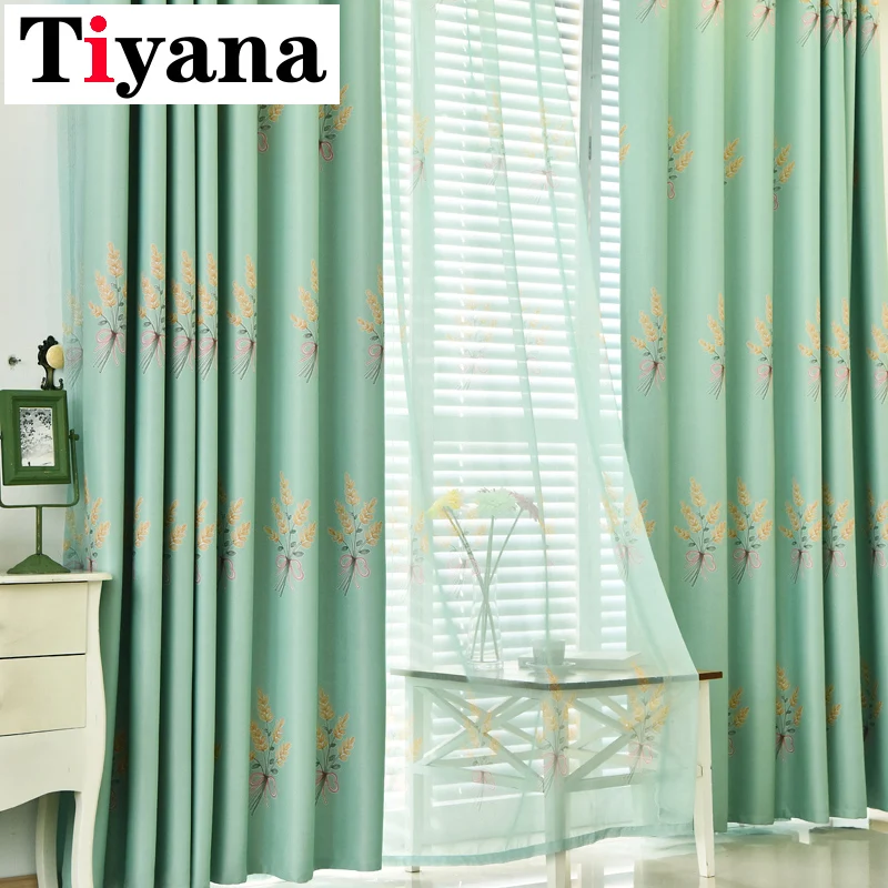 

Green Rustic Rromantic Lavender Flower Blackout Curtains for Living Room Bedroom Kitchen Window Drapes P181D2