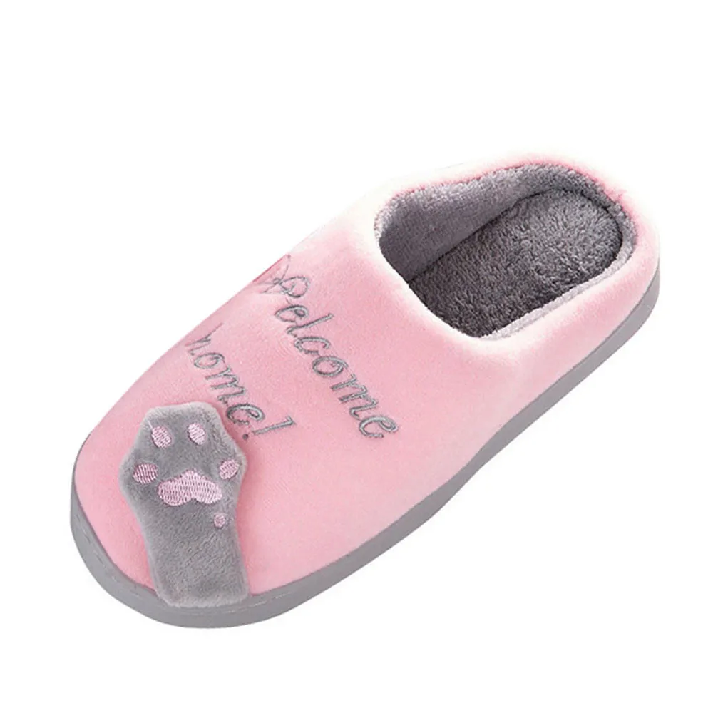 Женские зимние домашние тапочки; обувь с рисунком кота; мягкие зимние теплые домашние тапочки; домашние тапочки для влюбленных пар - Цвет: pink