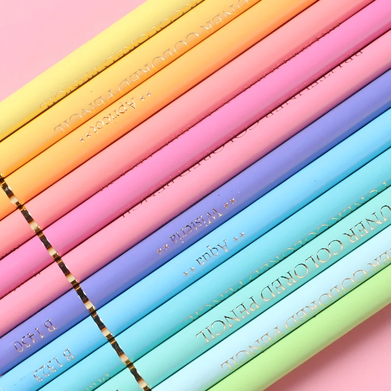 Crayons de couleur,ensemble de crayons de couleur Pastel Macaron, 1224