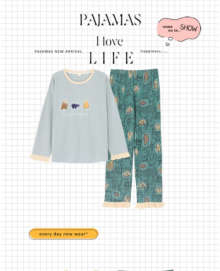 Winter Couple Pajamas Mens Womens Cotton Long Sleeve Loungewear Fashion Patchwork Blue Sleepwear Simple Letter Printed Homewear mens pajama bottoms